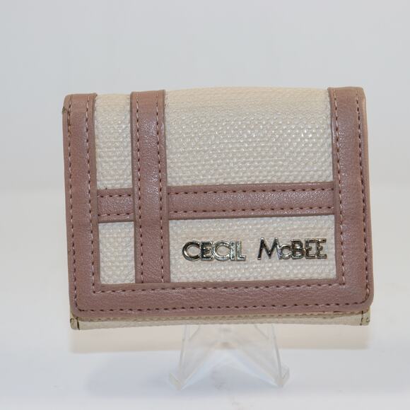 Cecil McBee Blush Pink & Cream Trifold Wallet | Small Compact Style - Picture 1 of 8